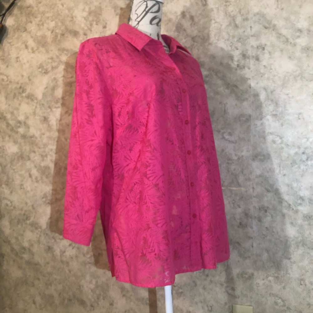 Christopher Banks 3/4 Sleeve Pink Fern Blouse - Picture 5 of 8